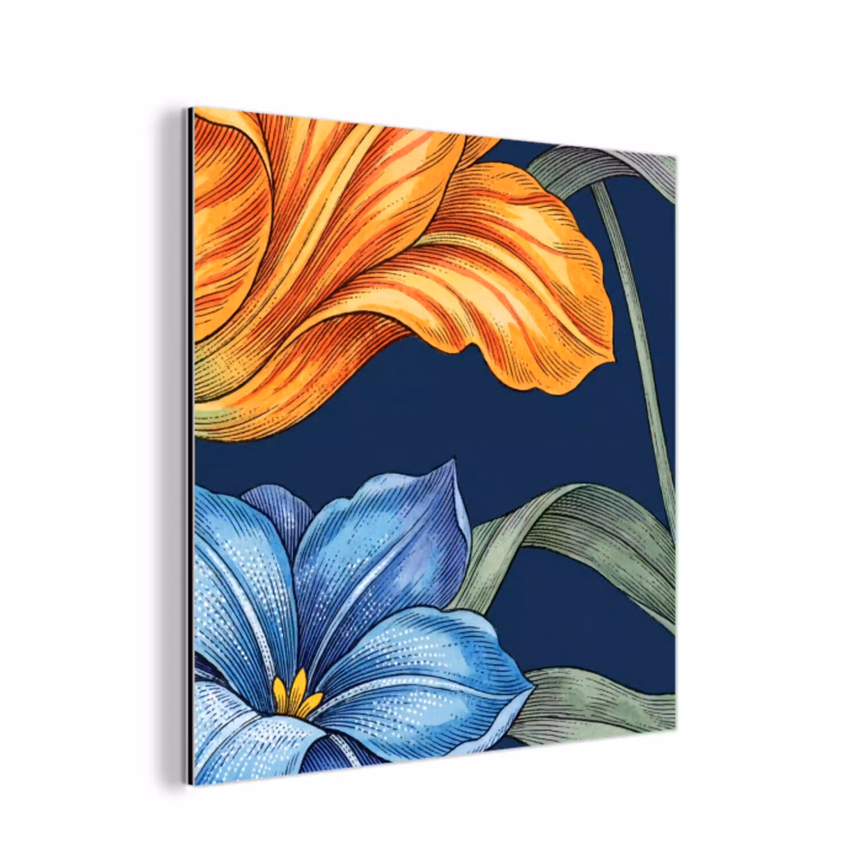 Bloemen - Botanisch - Patroon aluminium wit klein -3d