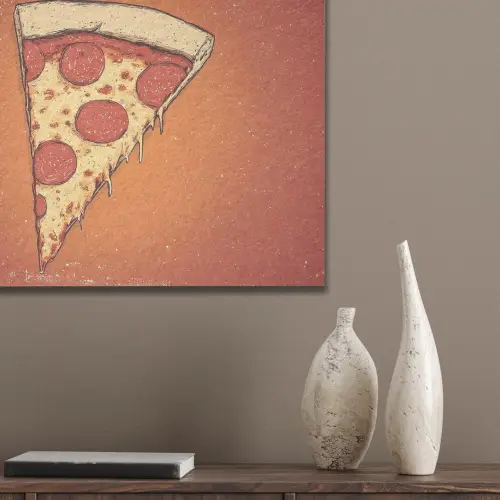 Pizza - Kaas - Rood - Pepperoni PET vilt klein -sfeer6_closeup