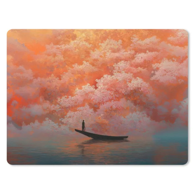 Muismat - Zee - Boot - Wolken - Oranje