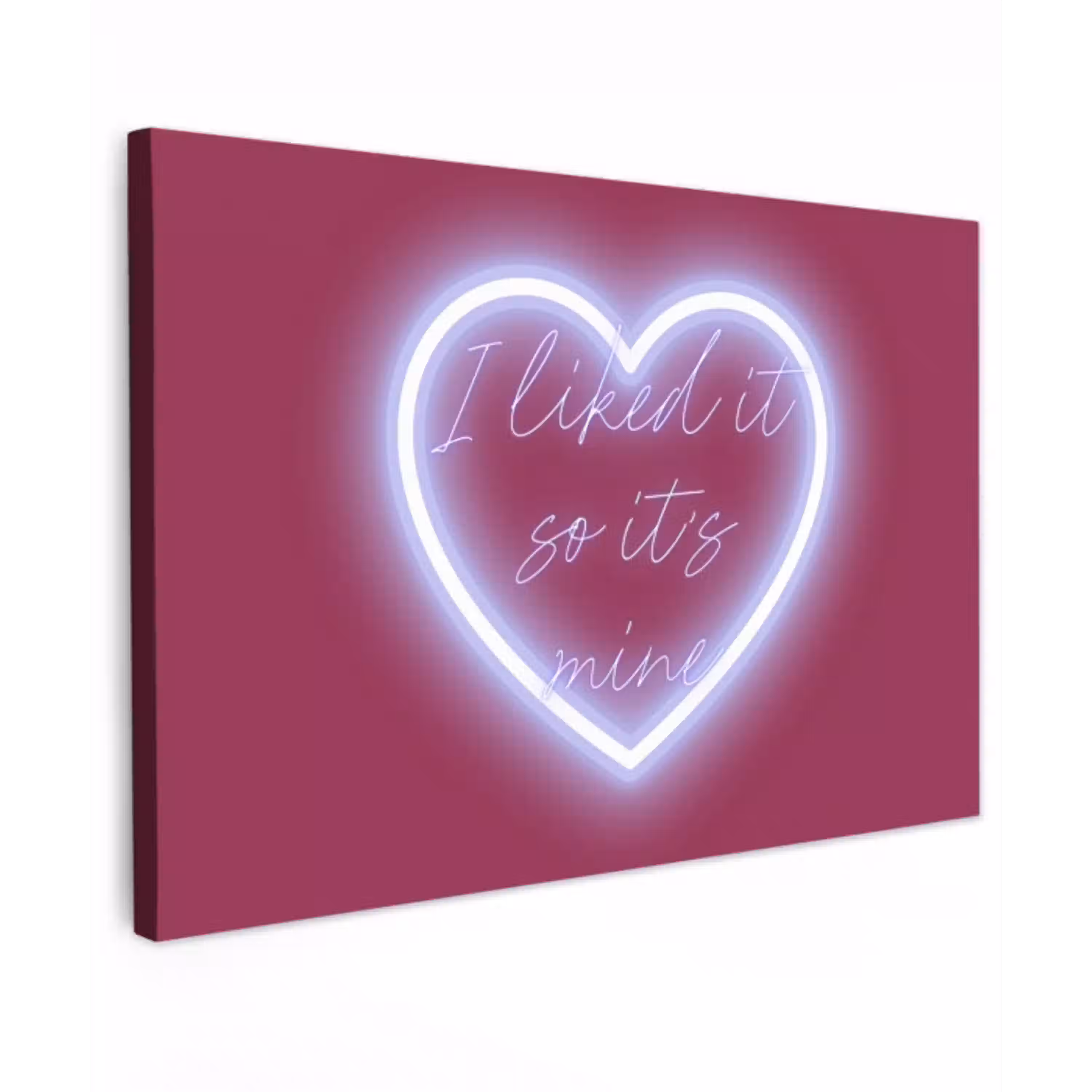 I liked it so it's mine - Neon hart - Roze Tuinposter op houten frame 2 cm dik klein -3d