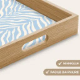 Zebra - Motief - Blauw - Wit Dienblad Rechthoek middel 911 -USP_HandgreepIT