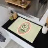Bloemen - Illustratie - Geruit - Groen Inductie beschemer met haakjes klein -sfeer1