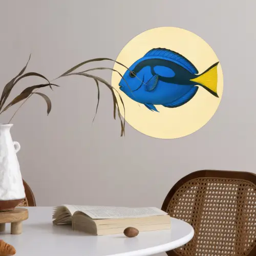 Blauw - Dory - Vis - Staartvin Wandcirkel behangsticker klein -sfeer3