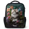 Kitten tussen bloemen Rugzak - Zwart middel -3d