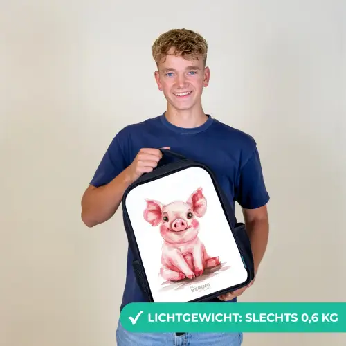 Roze baby varken Rugzak - Zwart middel -sfeer7_NL