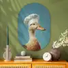 Eend - Koksmuts - Cute - Vogel Wandcirkel Ovaal Glas middel -sfeer2