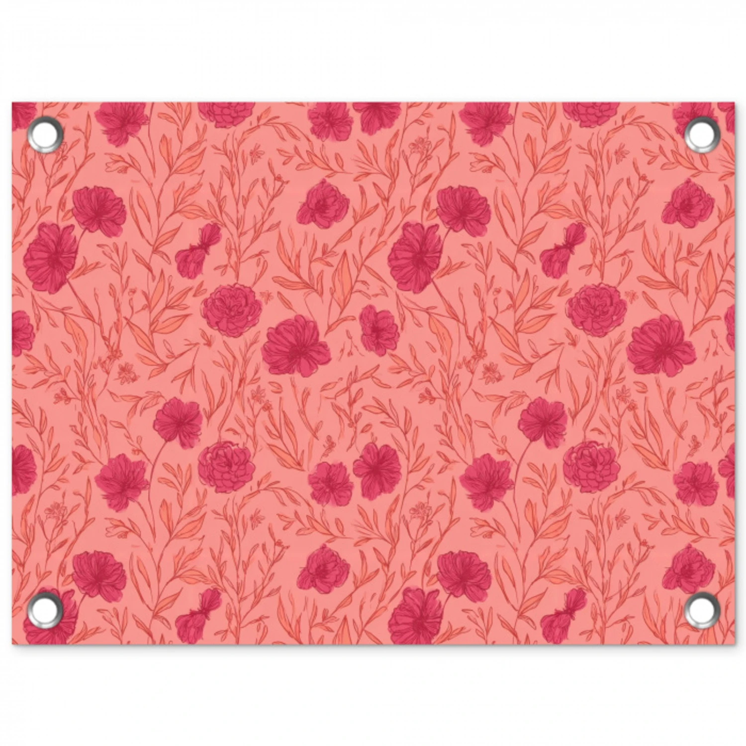 Weidebloemen - Romantisch - Roze tuinposter los doek klein 239 -3d