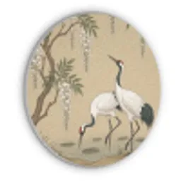Kraanvogels - Water - Beige Akoestische PET Vilt - Rond klein -3d