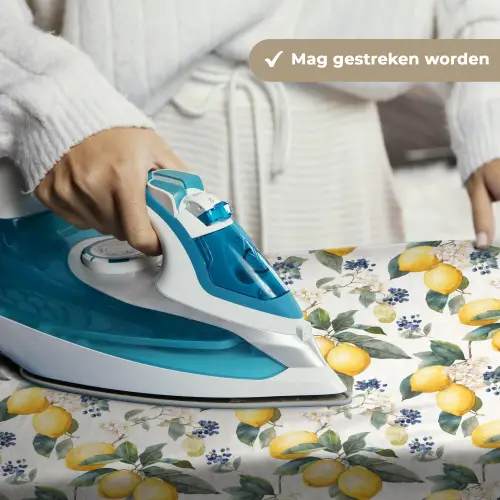 Frans - Citroen -  Citrus - Bloesem - Geel - Groen - Blauw Wandkleed katoen klein 269 -sfeer9