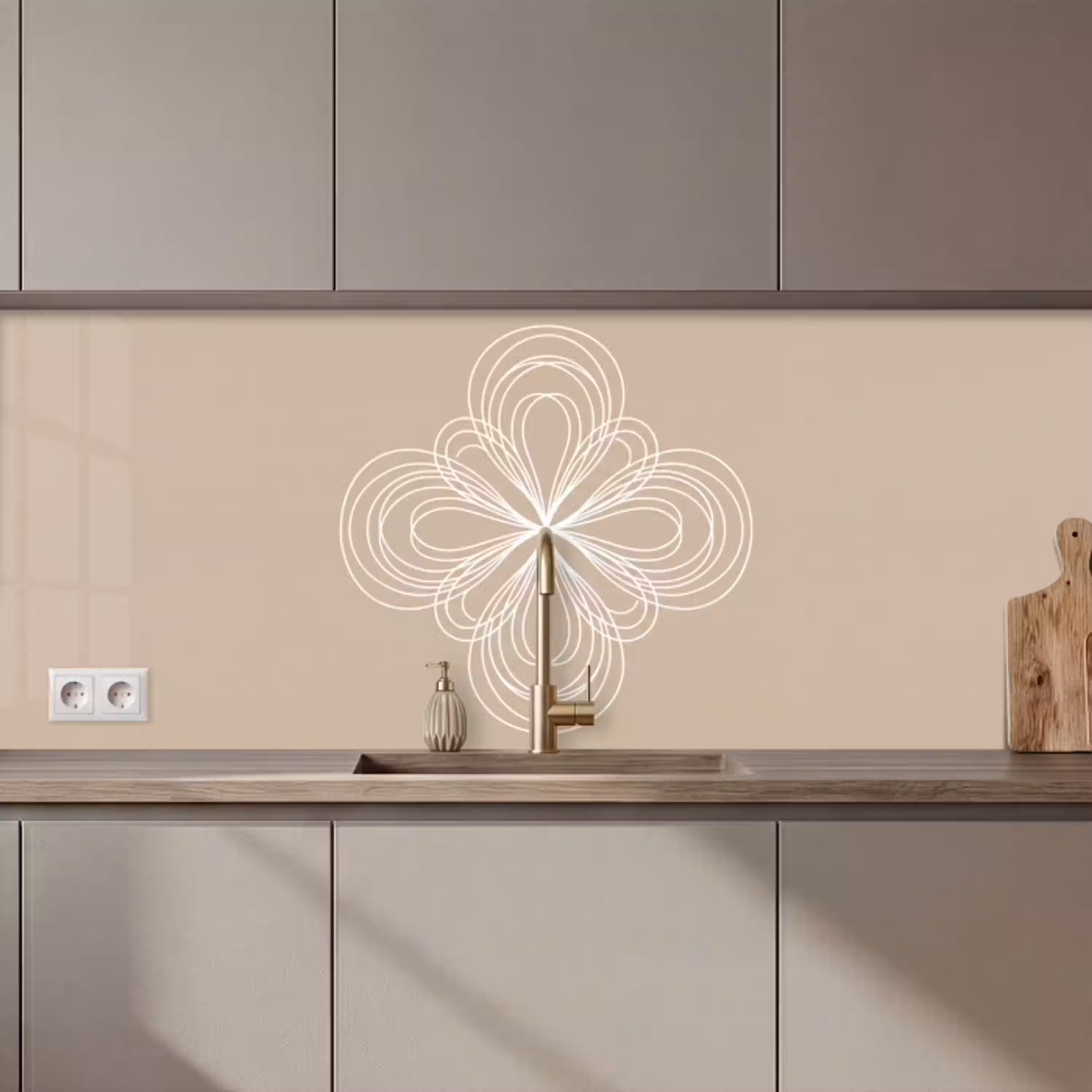 Patroon - Lijnen - Abstract - Minimalistisch - Beige keuken achterwand 2 middel zz_3dshopping