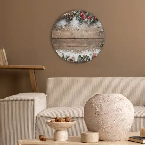 Kerstdecoratie - Geschenken - Hout - Veelkleurig Akoestische PET Vilt - Rond klein -sfeer1