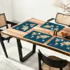 Wereldkaart - Donkerblauw - Beige Placemat vinyl groot -zzsfeer4_Kitchenyeah-website