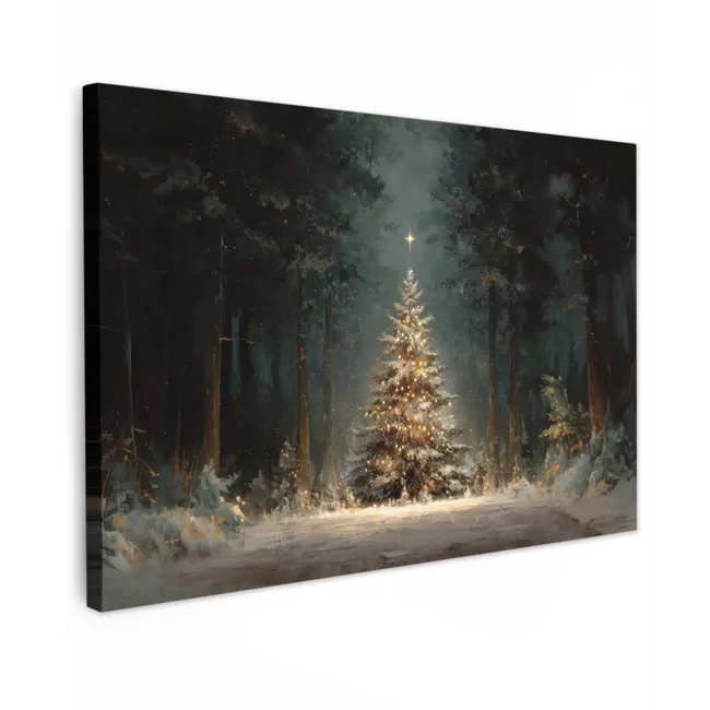 Kerstboom - Bos - Sneeuw - meerkleurig canvas 2cm klein -z3d