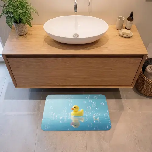 Bubbels - Badeend - Geel Badmat klein -sfeer1