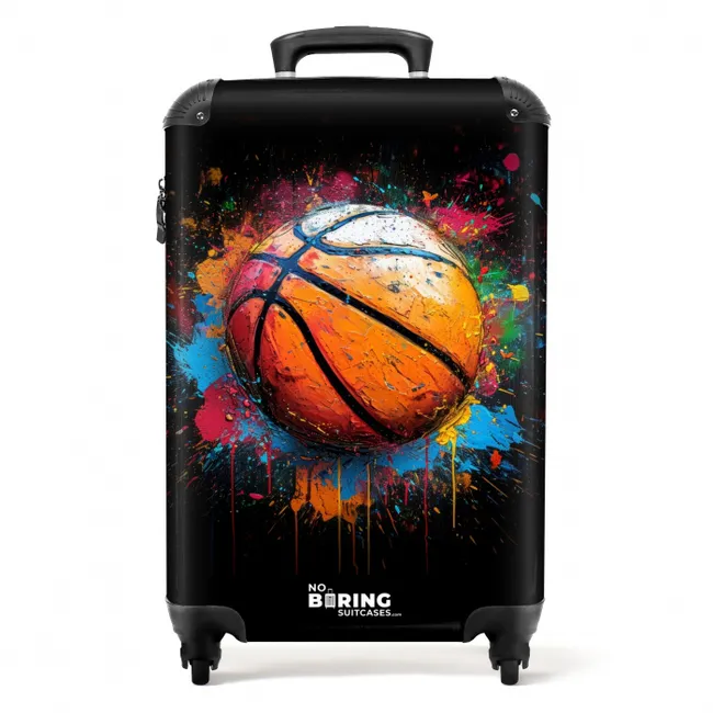 Koffer - Oranje basketbal te midden van verfspetters