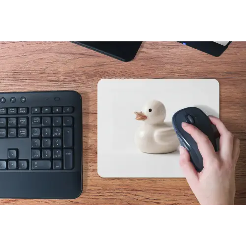 Badeend - Minimalistisch - Wit muismat rubber klein -toetsenbord