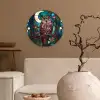 Uil - Mozaïek - Maan - Nacht Wandcirkel kunststof plaat 5mm dik klein -sfeer1