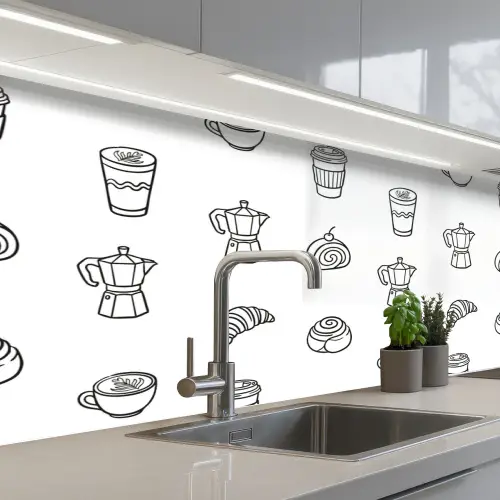 Koffie - Broodjes - Zwart - Wit keuken achterwand 2 middel -3d_schuin
