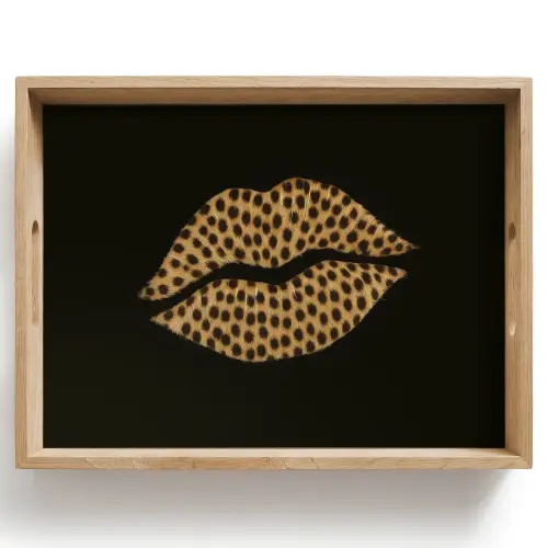 lip - Zwart - Panterprint Dienblad Rechthoek middel -z3d_shopping