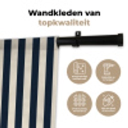 Verticale strepen - Blauw - Crème Wandkleed katoen klein 269 -sfeer2
