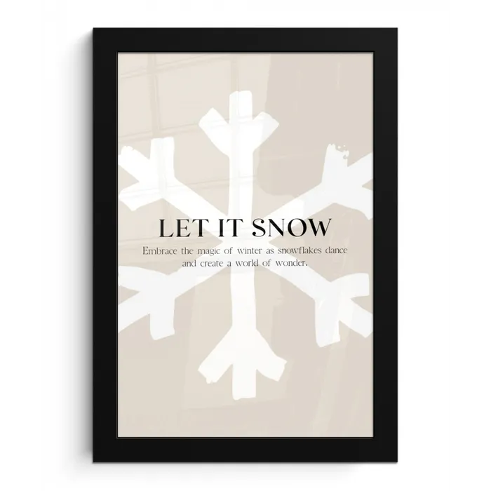 Kerst - Let it snow - Sneeuwvlok - Winter - Quotes fotolijst zwart zonder passe partout klein -3d