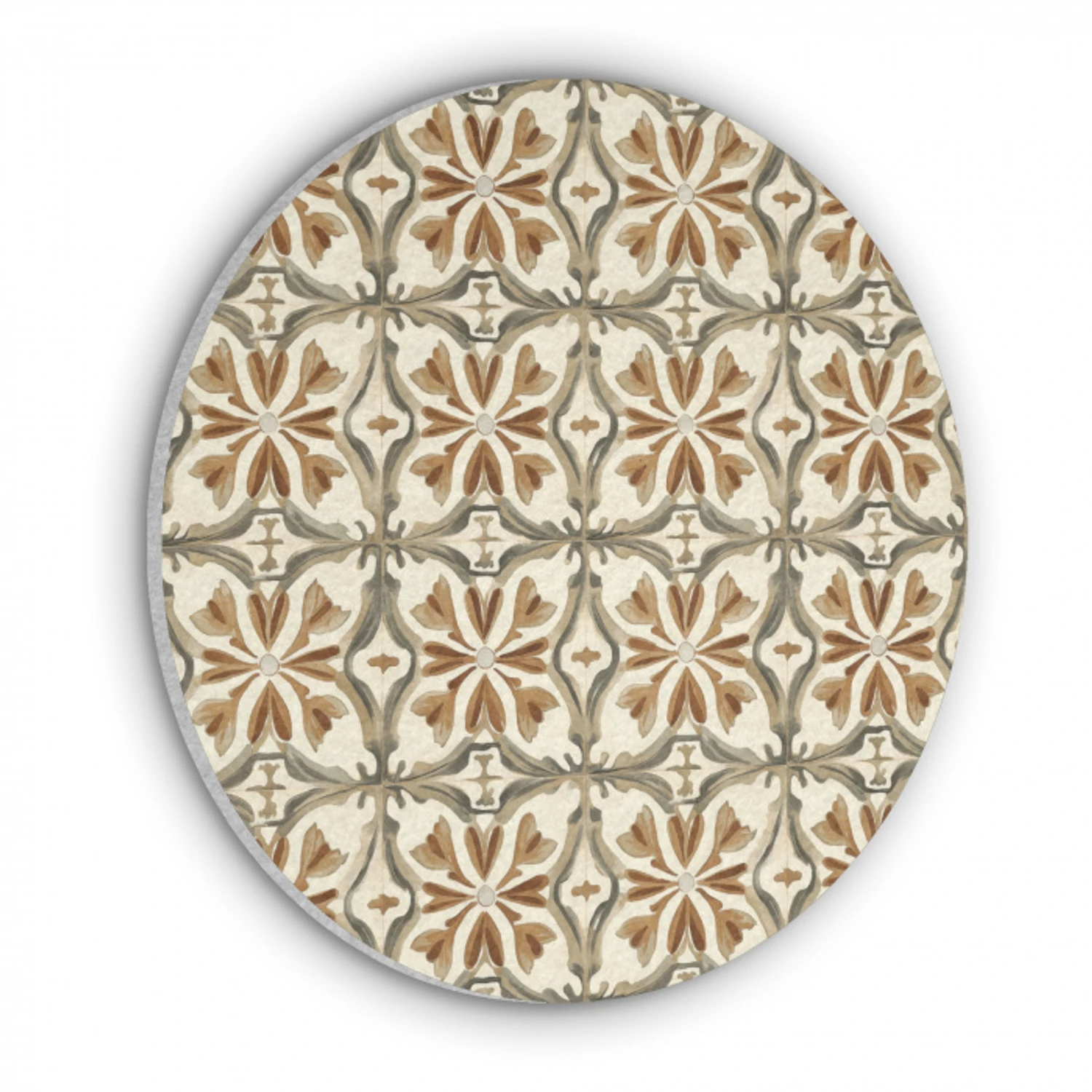 Siertegel - Patroon - Bruin Akoestische PET Vilt - Rond klein 838 -3d
