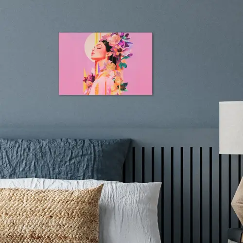 Vrouw - Bloemen - Paars - Abstract poster papier klein -sfeer2