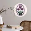 Tulpen - Paars - Lijst - Bladeren Wandcirkel behangsticker klein -sfeer3