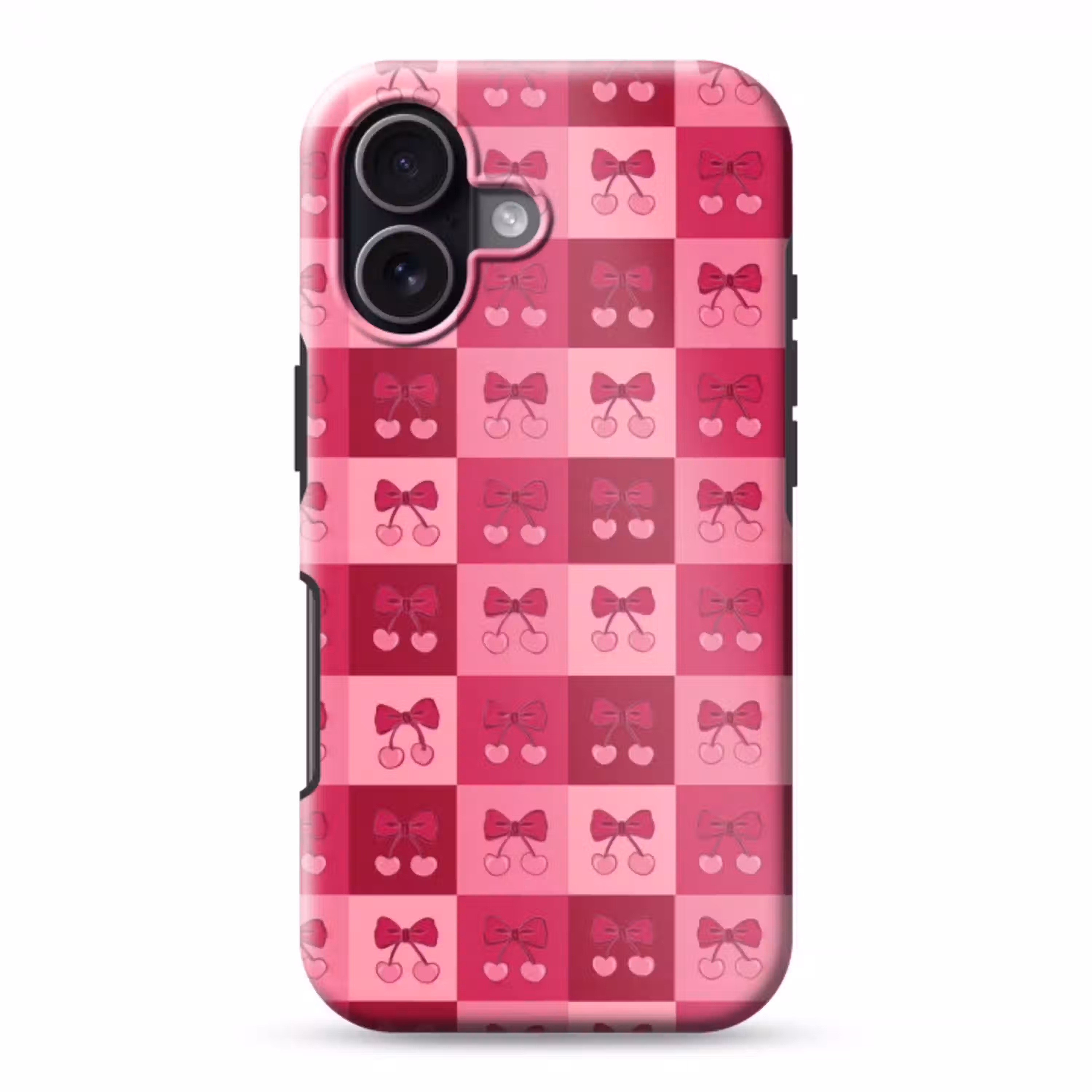 Kersen - Strikjes - Speels - Roze - Bordeaux Toughcase MagSafe Apple iPhone 17 klein 1017 -3d
