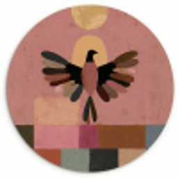 Illustratie - Vogel - Vlakken - Kleurrijk Wandcirkel kunststof plaat 5mm dik klein -3d