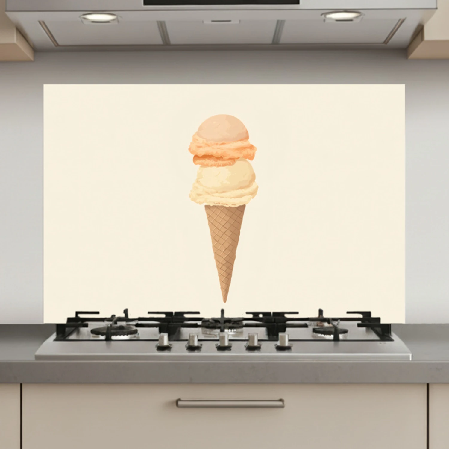 Minimalistisch - Schepijs - Hoorntje - Beige keuken achterwand spatscherm klein -3d_website
