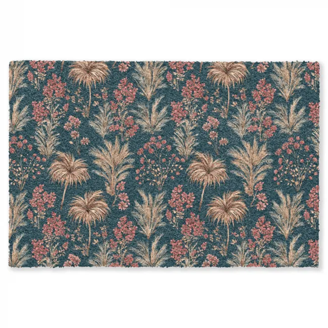 Vloerkleed - Botanisch - Patroon - Blauw