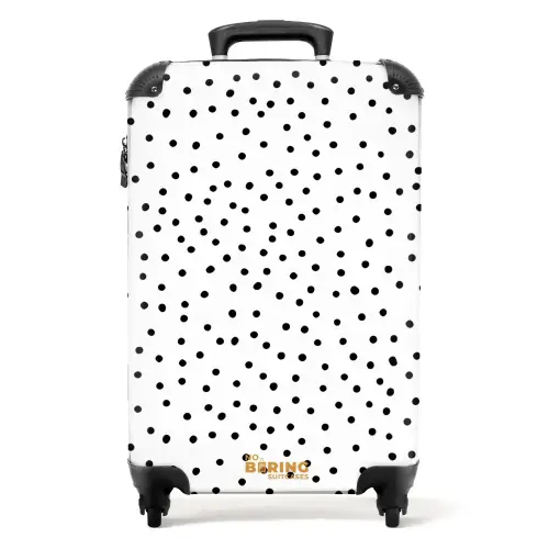 Zwarte stippenregen over een wit oppervlak NBS - Handbagage koffer - Volwassenen Unisex middel -productfoto_recht