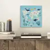 Wereldkaart - Zeeleven - Blauw aluminium wit klein -sfeer1