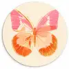 Oranje - Vlinder - Minimalistisch Wandcirkel plexiglas klein -3d
