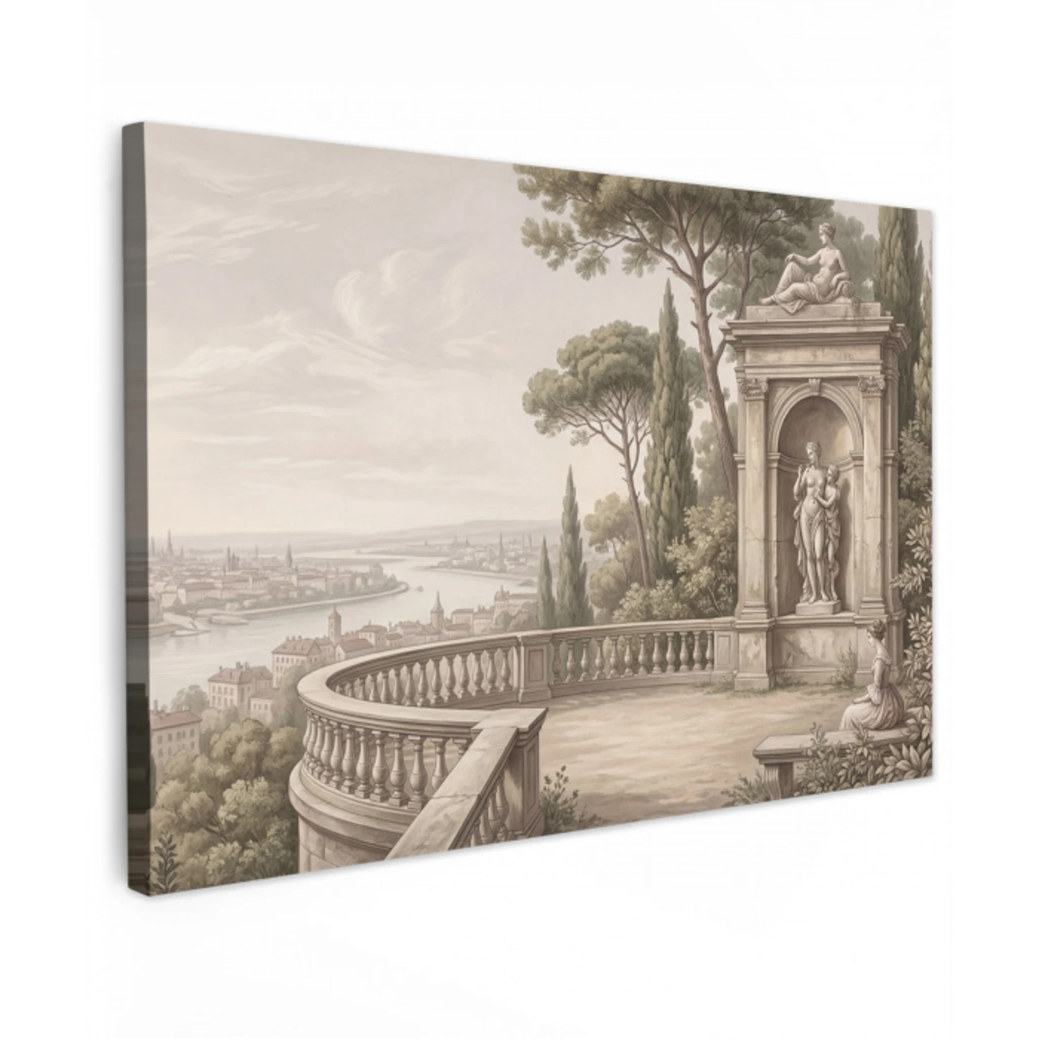 Terras - Stad - Uitzicht - Rivier canvas 2cm klein -z3d