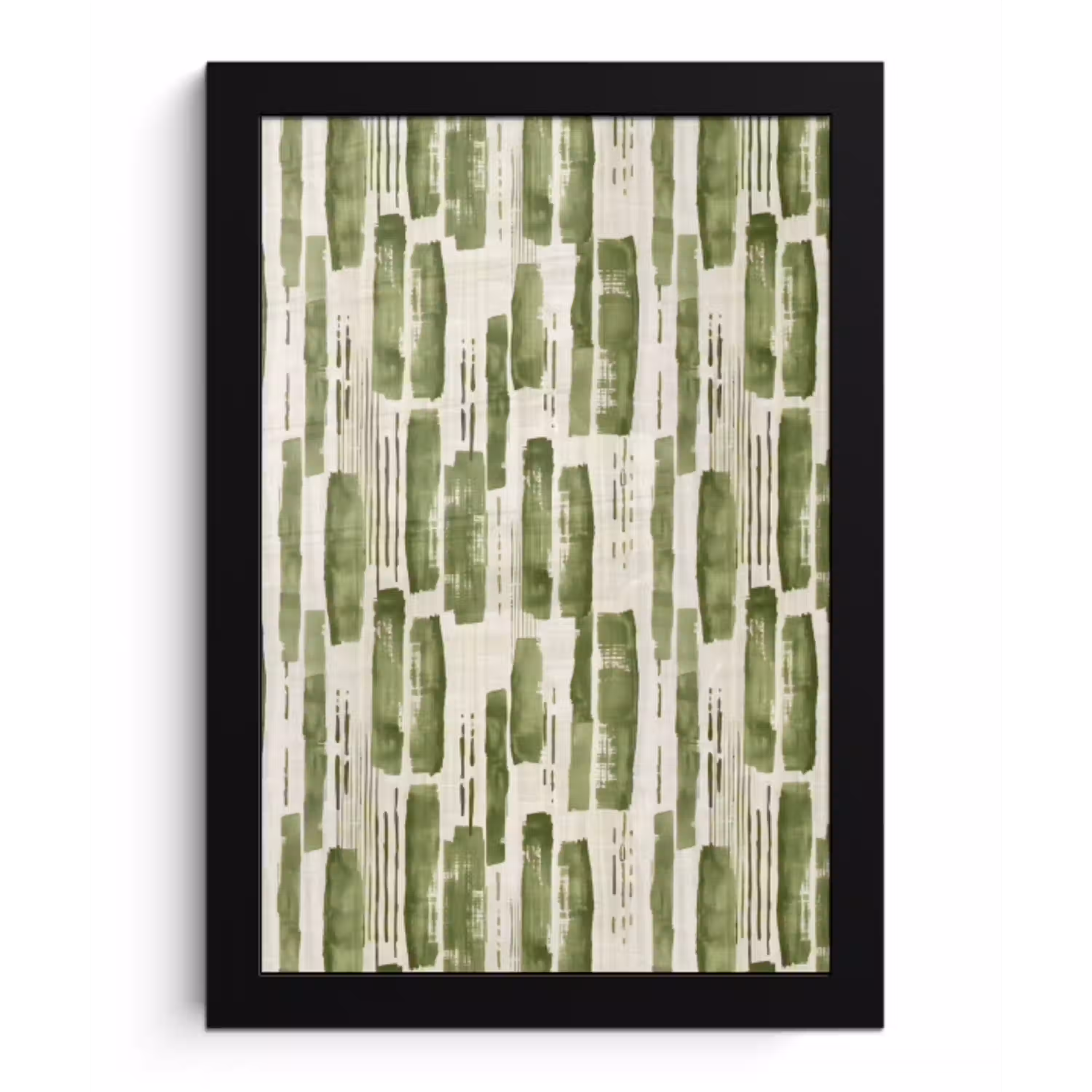Groen - Abstract - Penseelstreken - Linnen - Patroon fotolijst zwart zonder passe partout klein 224 -3d