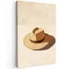 Hoed - Minimalistisch - Schaduw - Beige Tuinposter op houten frame 2 cm dik middel -3d