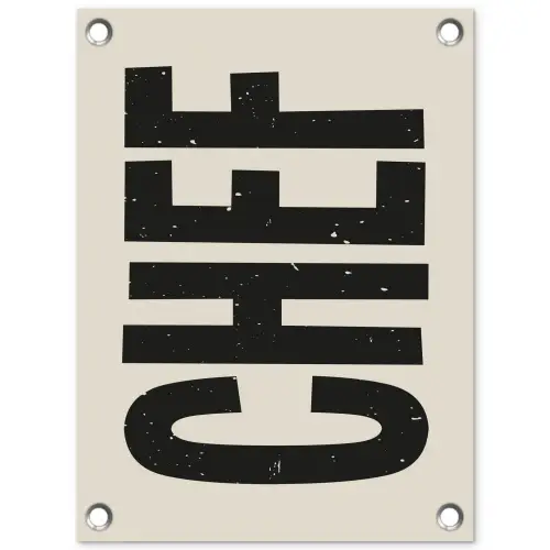 Vintage - Chef - Japandi - Zwart tuinposter los doek klein -3d
