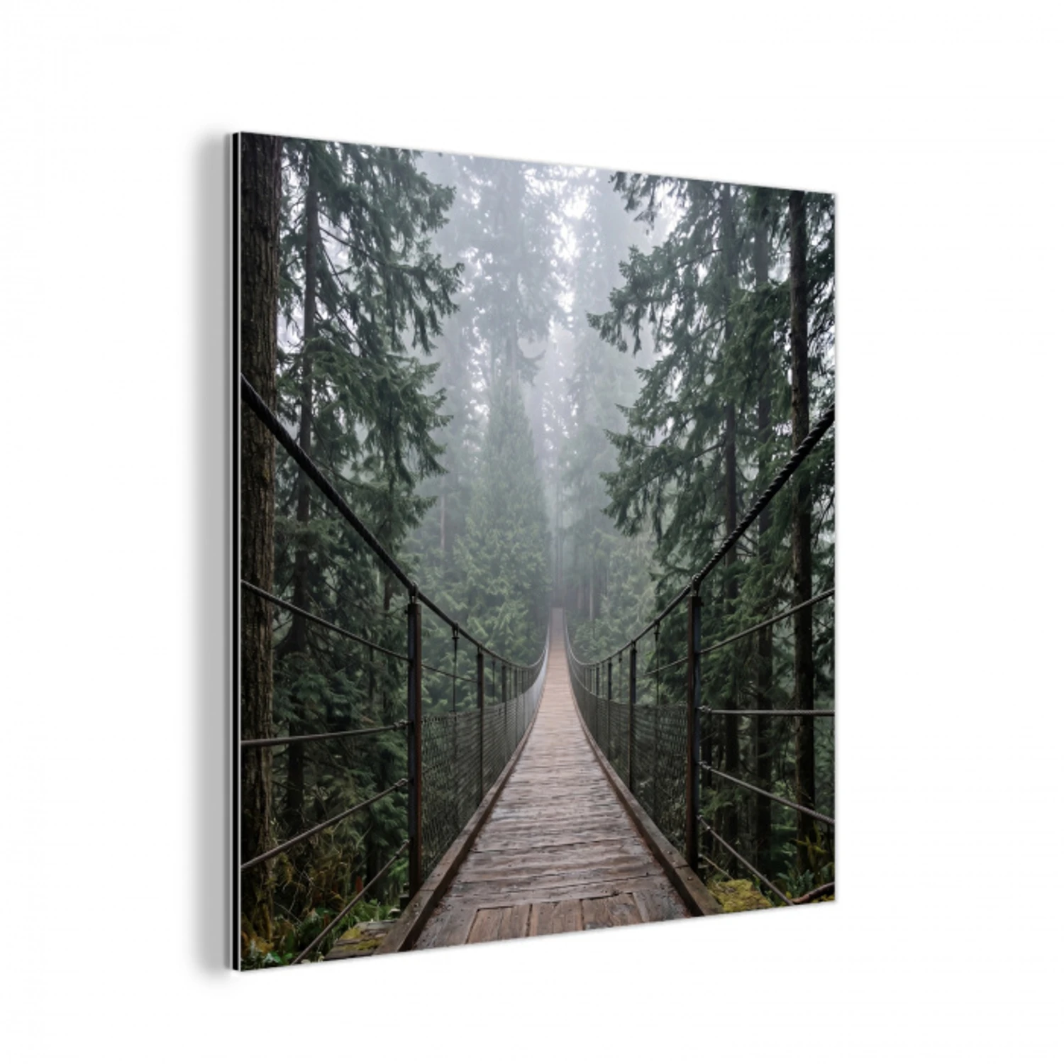Brug - Bos - Mist - Natuur aluminium wit klein -3d