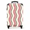 Golvende strepen in roze met bruin NBS - Handbagage koffer - Unisex middel -productfoto_recht