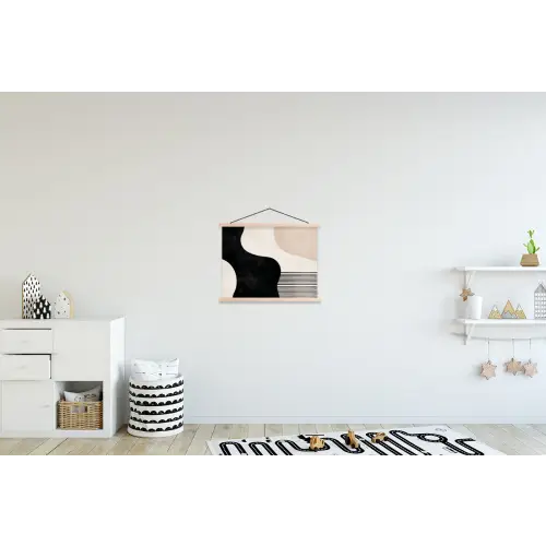 Abstract - Japandi - Beige - Modern textielposter latten blank klein -kinderkamer