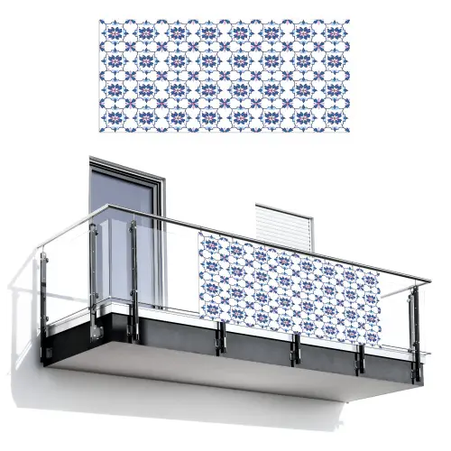 Modern - Patroon - Blauw - Roze Balkonbeschermer Duitsland klein 596 -3d