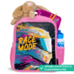 Racehelm - Verfspatten - Penseelstreken - Race mode Kinderrugzak - Roze middel -inhoud_DE