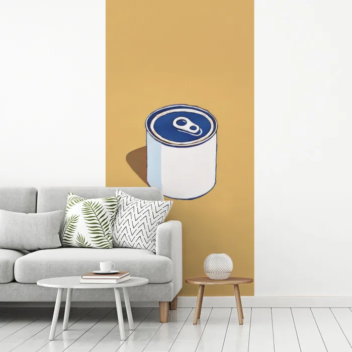 Blikje - Minimalistisch - Blauw - Illustratie fotobehang vinyl groot -woonkamer