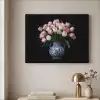 Bloemen - Roze - Tulpen - Vaas Textielframe zwart klein -sfeer2