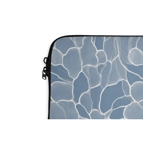 Abstract - Blauw - Bladeren laptophoes neopreen klein -detail