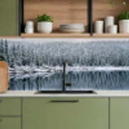 Bos - Reflectie - Meer - Winter - Serene keuken achterwand 2 middel -sfeer3