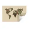 Wereldkaart - Kruiden - Kleurrijk Muursticker klein -3d