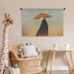 Minimalistisch - Silhouet - Oranje Wandkleed katoen middel -wsfeer5_kind